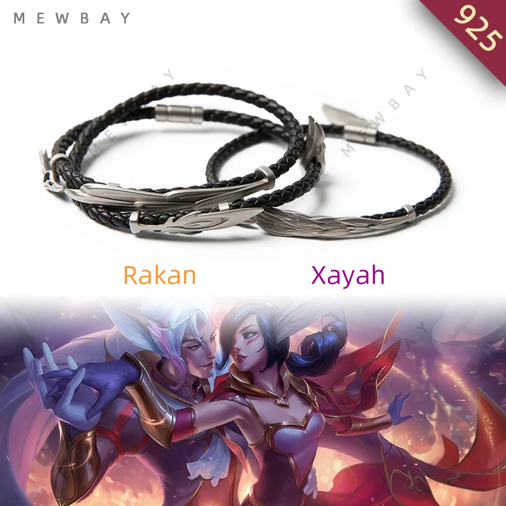 

LOL Jewelry Xayah and Rakan Real 100% 925 Silver Lover Bracelet Valentine's Day Present Christmas Gift Women Men Game Bangles