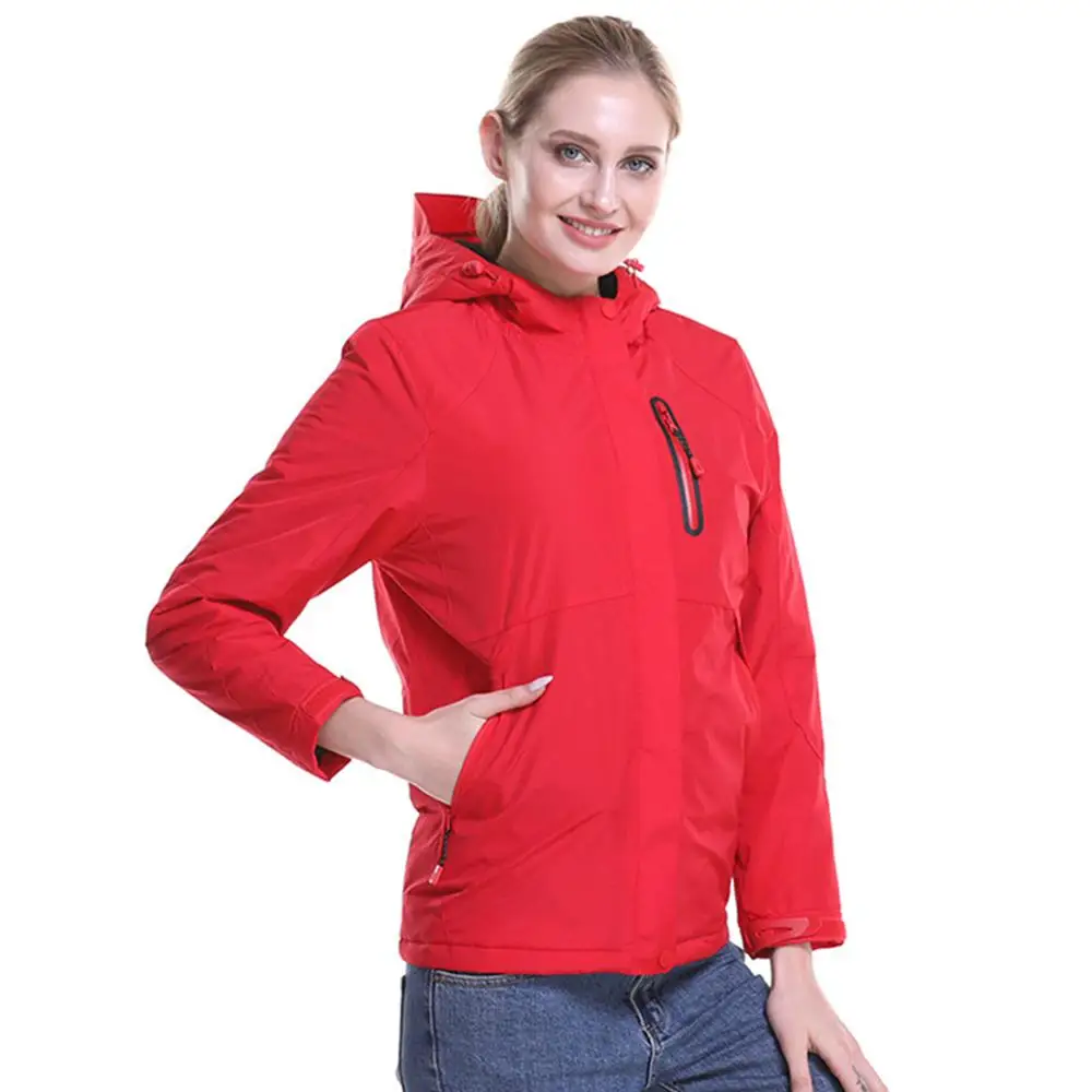 Мужская и женская умная куртка с подогревом, USB волоконное водонепроницаемое пальто для путешествий - Цвет: Red
