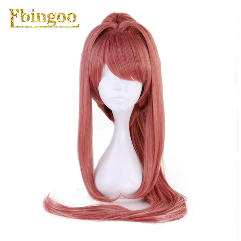 Monika wig Ebingoo Sayori парик DDLC Doki Literature Club Синтетический Косплей парик естественная волна Короткие Розовые аниме Боб волосы парики для девочек - Цвет: Monika wig
