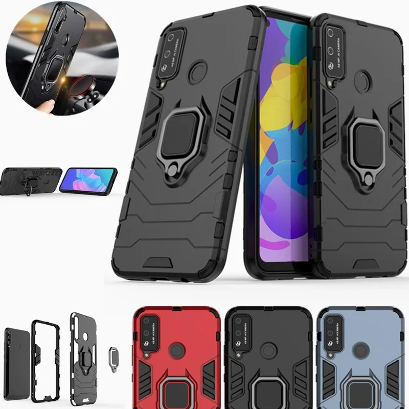 

Shockproof Armor Ring Case For Huawei P40 Lite E Y7P Car Magnetic Holder Cover For Nova 6SE 7SE 7i 7 Pro Silicone Bumper Coque