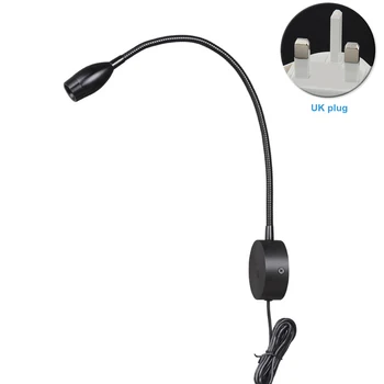 

Dimmable Bright Home Aluminum Study Flexible Gooseneck Bedside Indoor Office LED Reading Light Mini Touch Switch Wall Mounted
