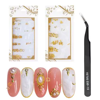 

KROFAUE 1 Box Mixed Colorful Moon Style Nails 3D Crystal Sequins For Nail Art Decorations Diy Design Manicure Diamonds