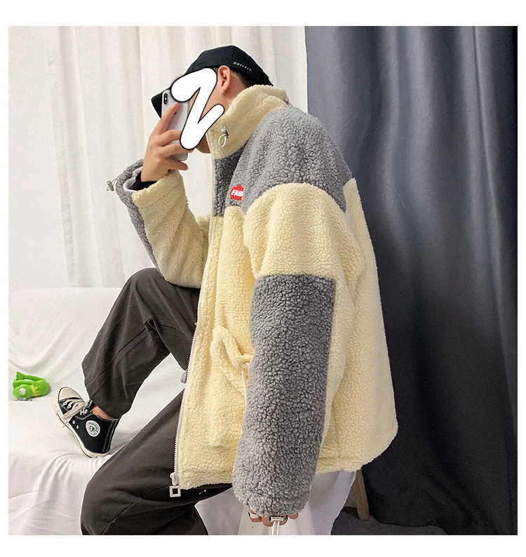 Winter Korean Version Of Europe And The New Thickening Lapel Loose Stitching Wool Liner Woolen Coat
