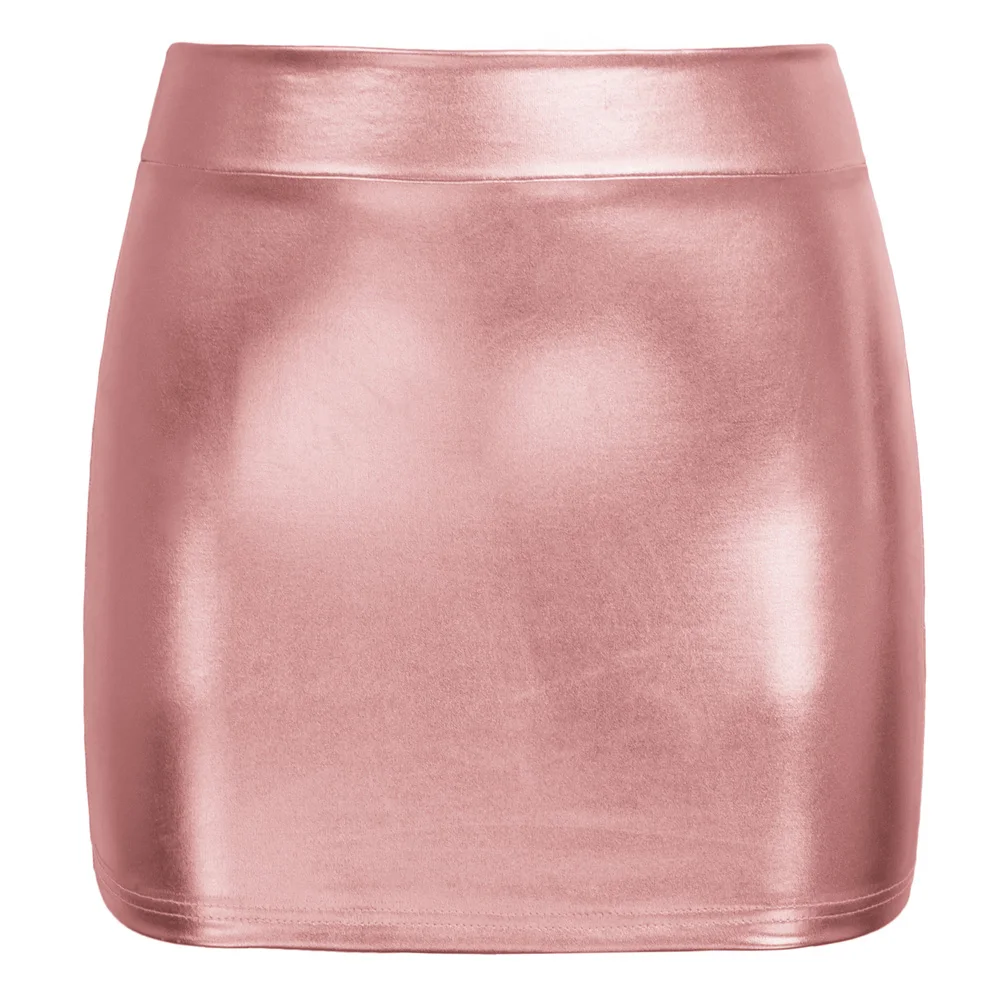 Light Pink Kate Kasin, сексуальная женская мини-юбка с металлическим блеском, облегающая бедра, женские вечерние короткие Облегающие юбки, Клубная одежда, Jupe Femme - Цвет: Light Pink
