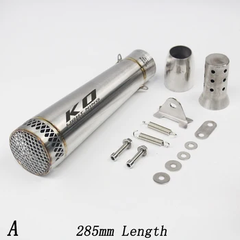51mm Universal Motorcycle Exhaust Tail Pipe With Muffler Stainless Steel 285/320mm Exhaust System Modified For ATV Street Bike