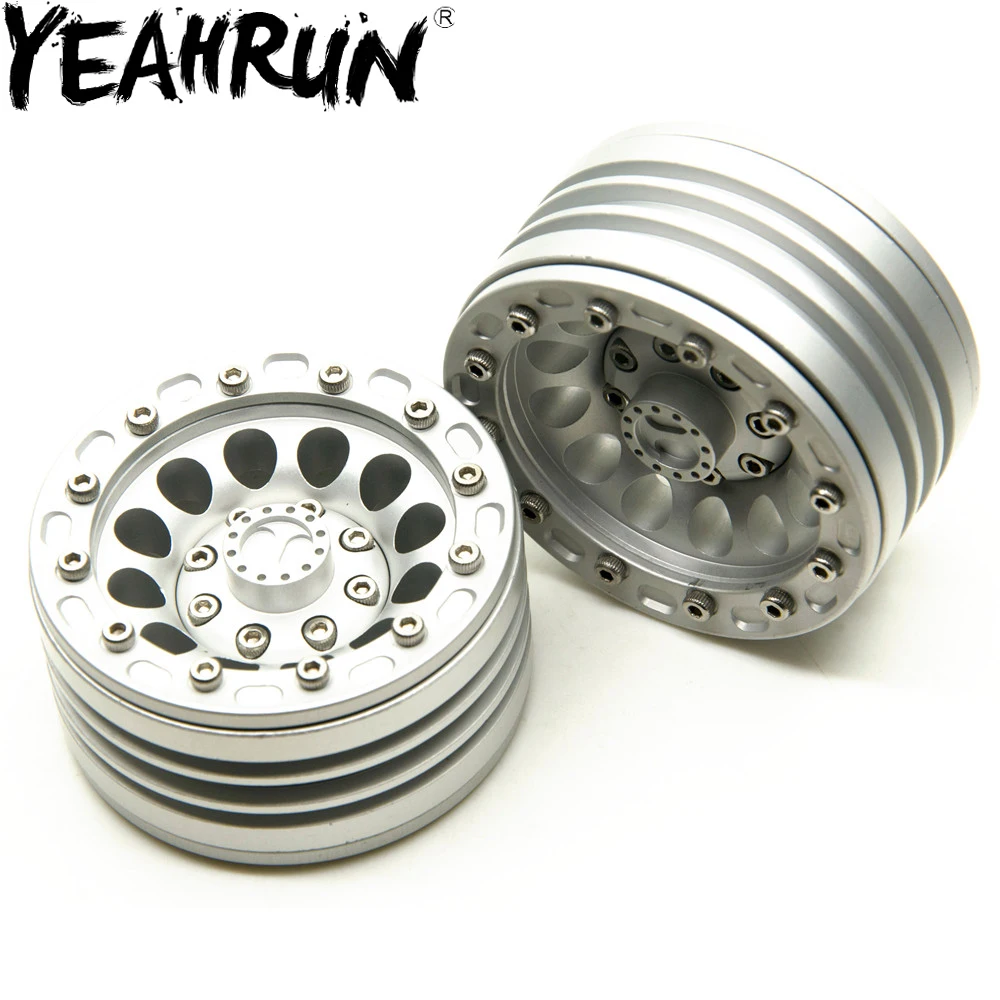 

YEAHRUN 4pcs 1.9inch Matte Black Sliver Aluminum Beadlock Wheel Rim for 1/10 TRX-4 SCX10 D90 Wraith