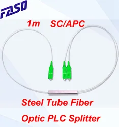 FASO 1 Mètre 1*2 Splitter SC/APC Connecteur SM 0.9mm Tube En Acier FTTH de Diviseur de PLC de Fiber Optique 
