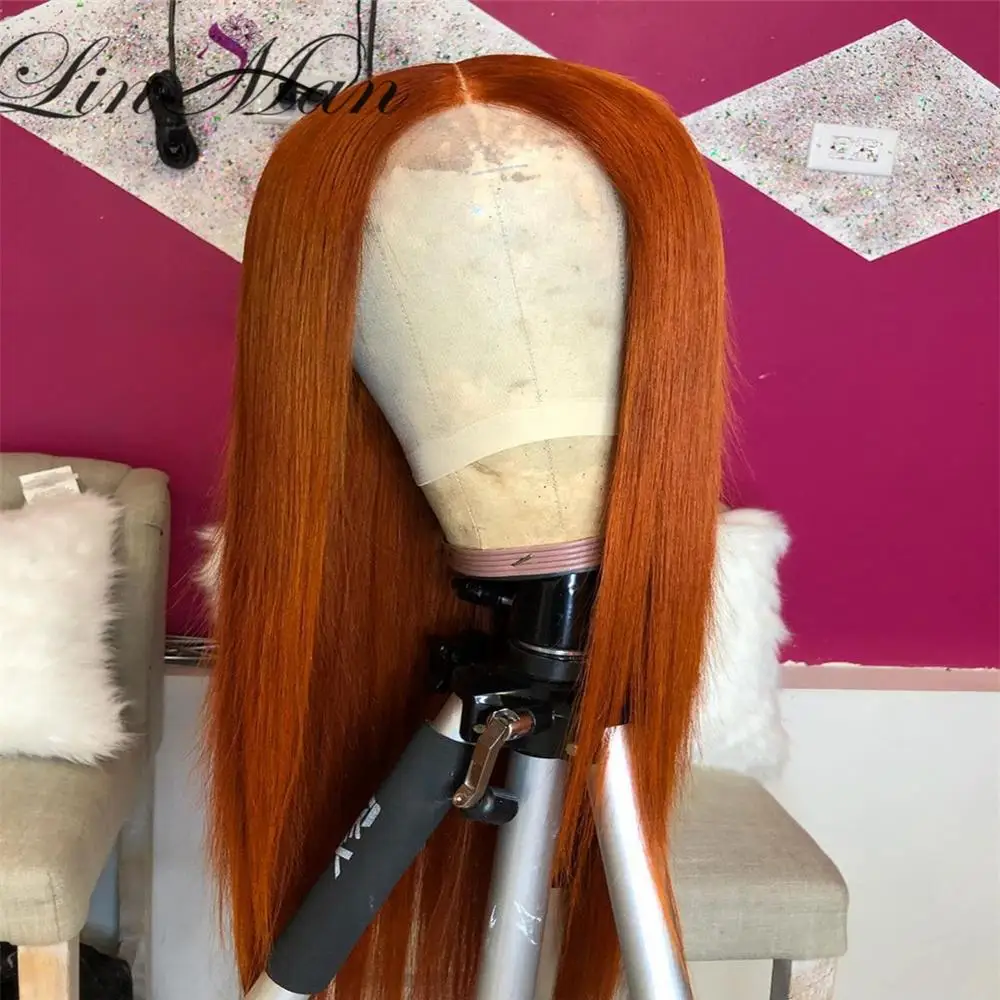 

13*6 Lace Front Human Hair Wigs Silky straight Brown Front Wig For Black Women Pre Plucked With Baby LINMAN