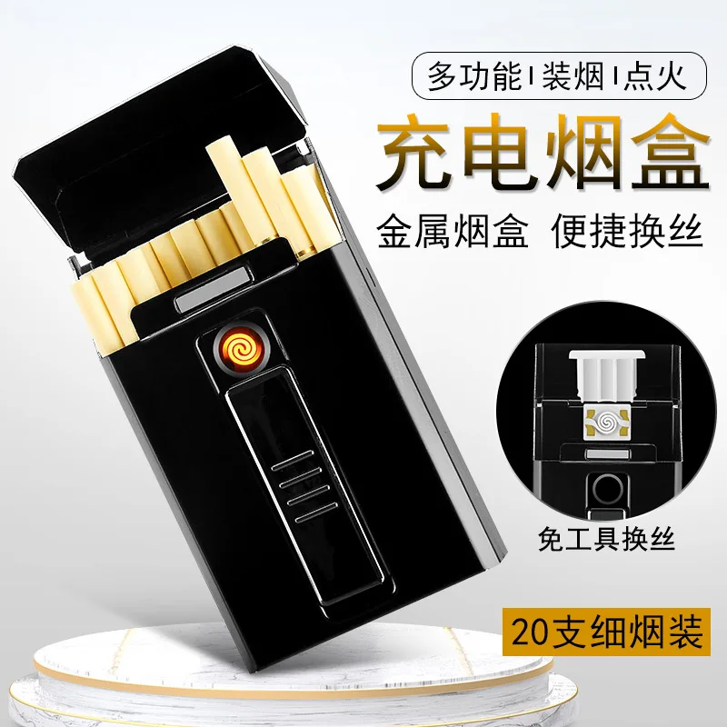 Средний чехол для сигарет с USB зажигалкой, коробка для сигарет 6 мм, Средние мужские сигареты, 14 шт., сигареты 85s DH9011