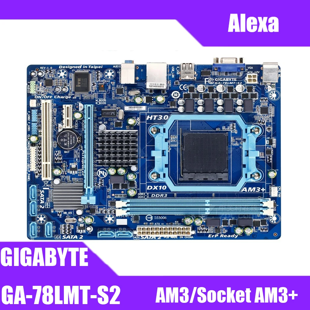 

GIGABYTE GA-78LMT-S2 Desktop Motherboard 760G Socket AM3 / AM3+ DDR3 16G Phenom II/Athlon II Micro ATX UEFI BIOS Original Used