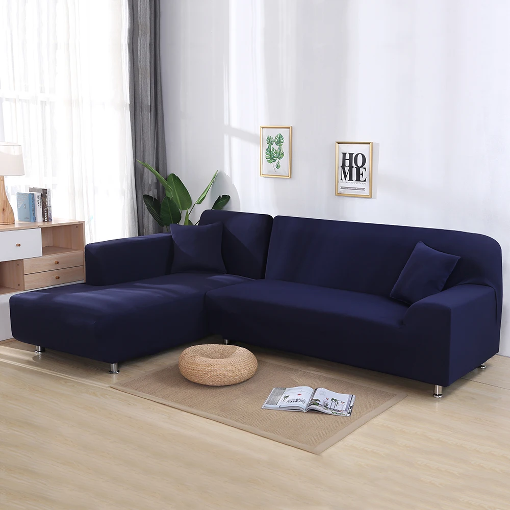 Corner Sofa Covers L Shaped Sofa Living Room Sectional Chaise Longue Sofa spandex Slipcover Corner Sofa Covers Stretch 2 Pcs