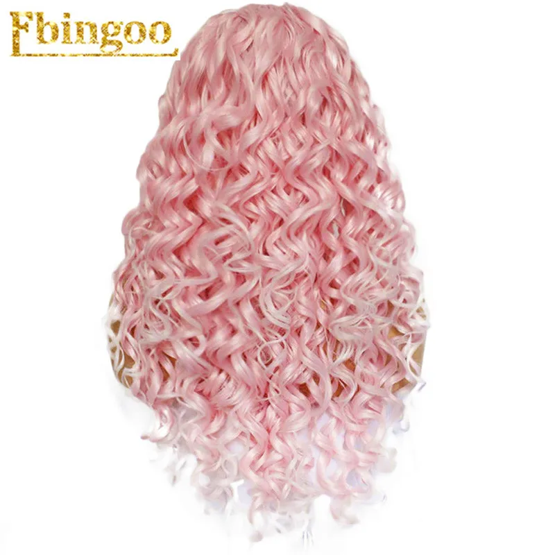 Ebingoo Ombre Фиолетовый Красный Розовый Блондин Коричневый Оранжевый парик длинный кудрявый синтетический парик на кружеве для женщин высокотемпературное волокно