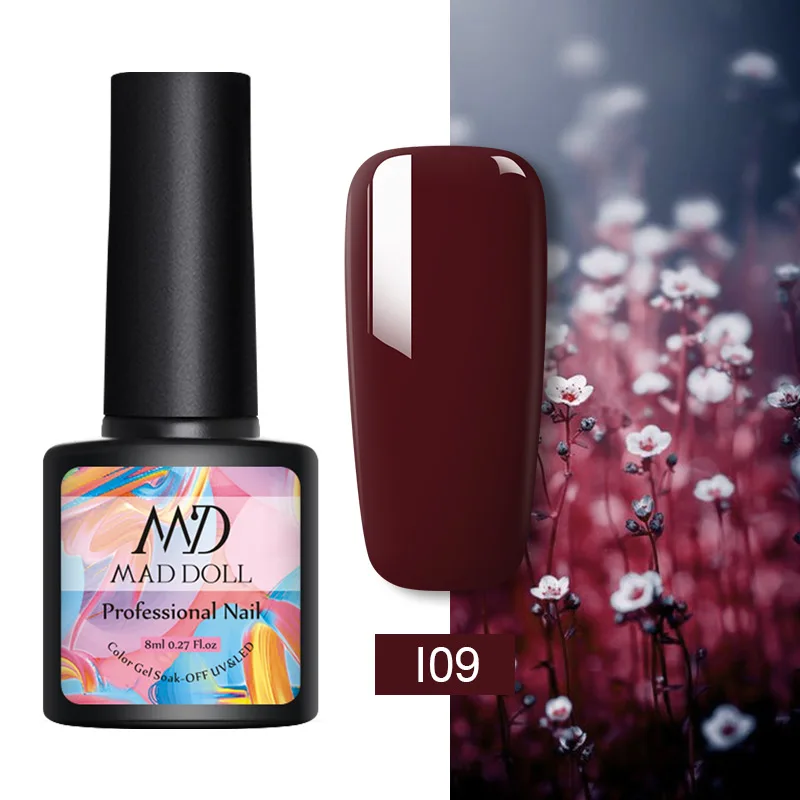 I09 MAD DOLL, 8 мл, УФ-гель для ногтей, розовое золото, блестки, блестки, замачиваются, УФ Гель-лак, Цветной Гель-лак для ногтей, сделай сам, лак для ногтей - Цвет: I09