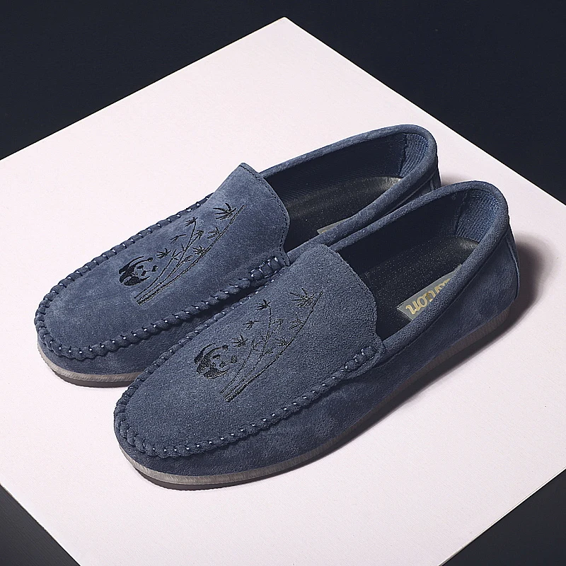 Для мужчин Туфли без каблуков Повседневная кожаная обувь Дизайнерские мужские лоферы мокасины из дышащего материала, без шнуровки; легкая обувь для вождения размера плюс; большие размеры 39-47 - Цвет: blue1