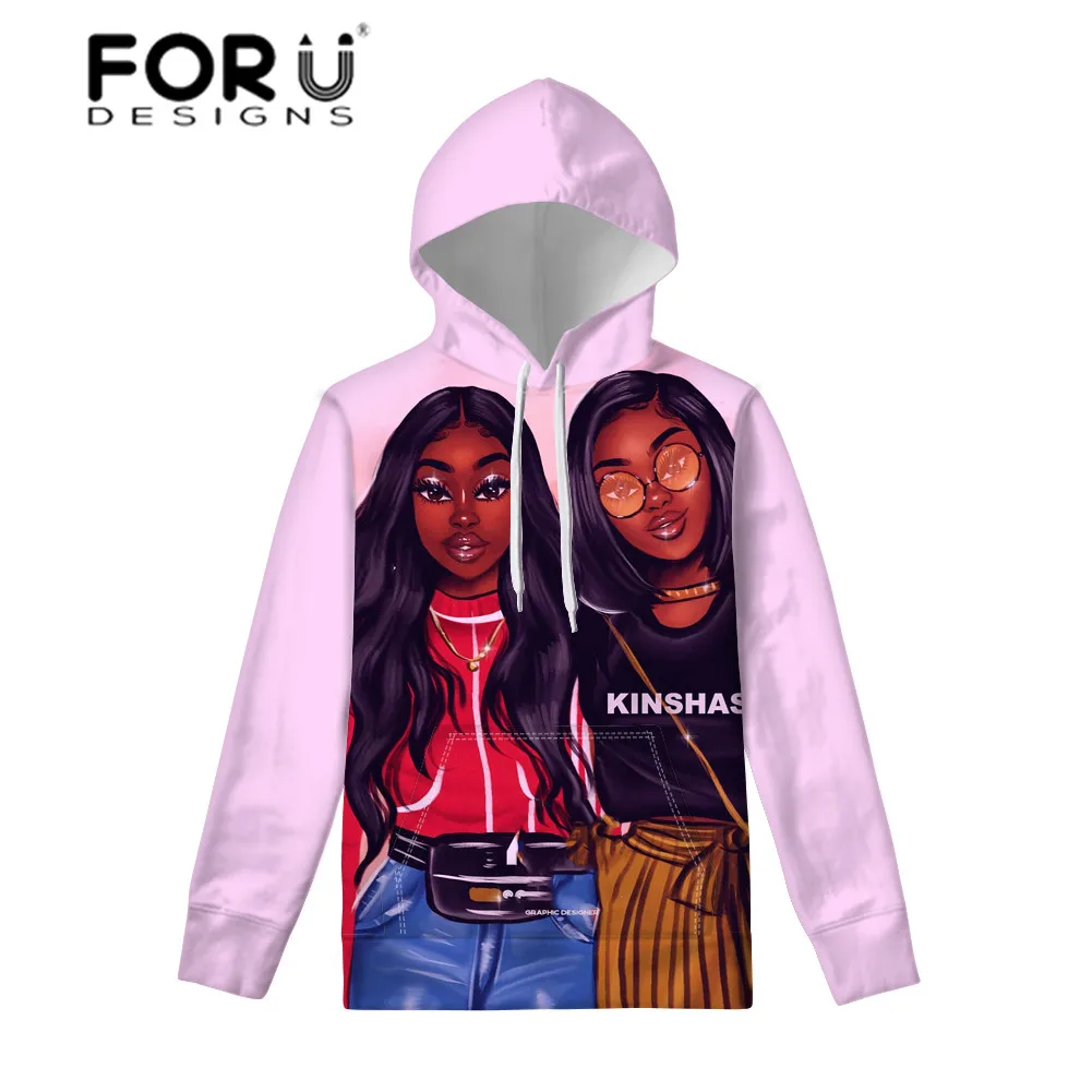 FORUDESIGNS/женские пуловеры для подростков Kawaii Толстовки черные для девочек Волшебная африканская толстовка с капюшоном Женская Осенняя тонкая Толстовка - Цвет: YQ4582Z72