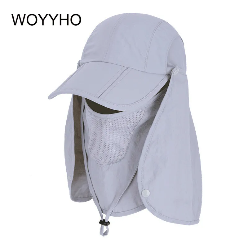 WOYYHO уличная Водонепроницаемая походная шляпа, съемная складная переносная шапка для рыбака, шапка для лица и шеи, солнцезащитная Кепка с УФ-защитой для мужчин и женщин