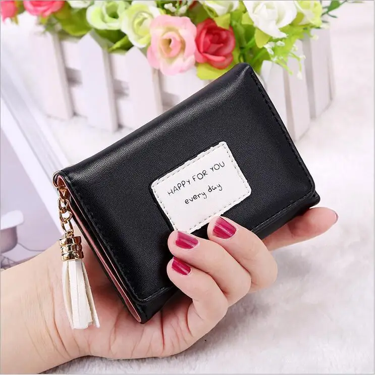 

New Style 2018 Women's Short Wallet Japanese And Korean Style Wallet Tassels Three Fold Cute Students Leather Wallet Hipster Wal