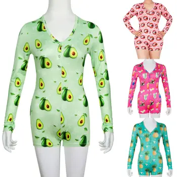 

New Women Casual Home Apparel Slim Fit Jumsuit Bodysuits Long Sleeve Sexy Sleepwear Summer Lady Outfits