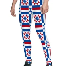 Мужские синие и красные брюки с геометрическим рисунком американского флага Ele, мужские влагоотводящие штаны с высокой талией и высокой талией на День Благодарения