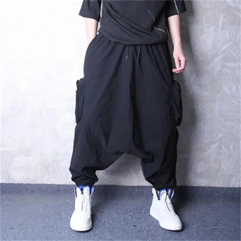 

Dark Wind Man, осенний стиль, шаровары с низким шаговым швом, хип-Мен, большие карманы, хип-хоп, шаговый шов, искусственный