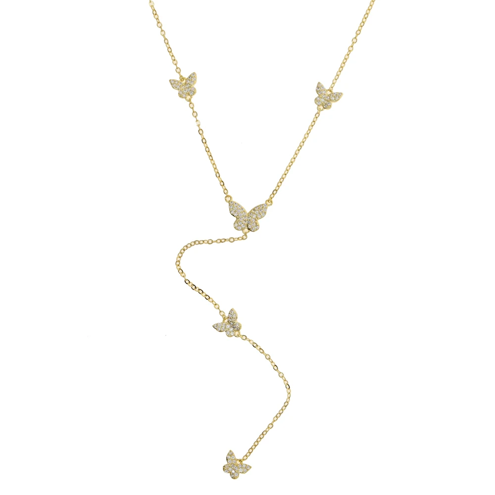 2021 New Arrived Delicate Butterfly Link Chain Long Y Lariat Pendant Necklace For Sexy Women Lady Charm Fashion Party Jewelry | Украшения и