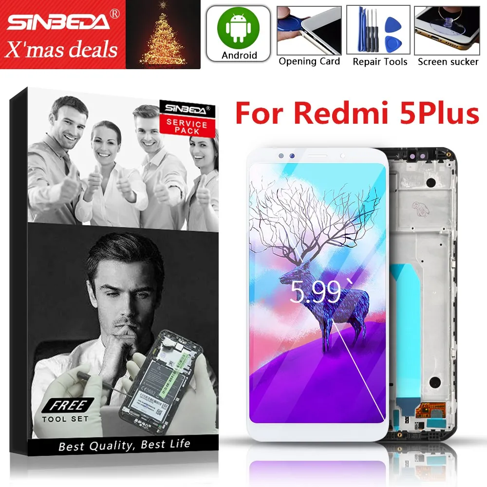 

5.99" Display For XIAOMI Redmi 5 Plus 5|-f-|99 LCD Touch Screen with Frame Digitizer Replacemt For XIAOMI Redmi5 Plus Display