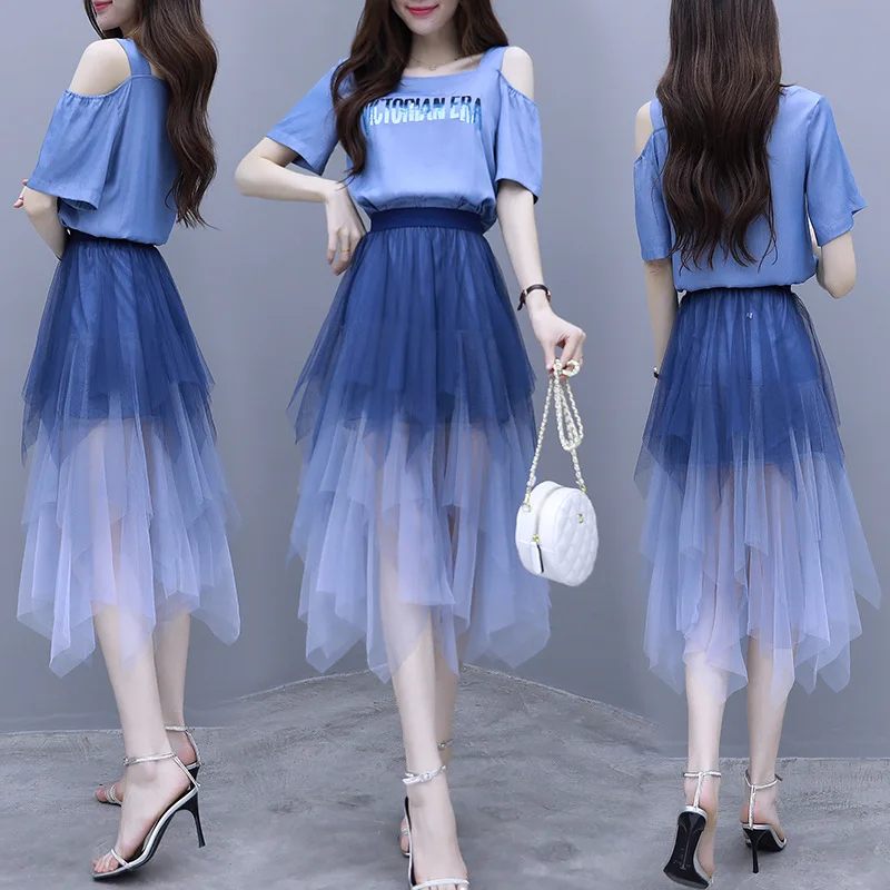 

2019 Summer Very Fairy of France Non-mainstream Dress Two-Piece Set Slimming Western Style Online Celebrity Dress Outfit Immorta