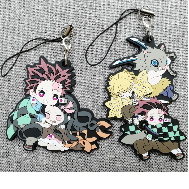 Demon Slayer: Kimetsu no Yaiba ПВХ фигурка брелок Подвеска игрушки Tanjirou Nezuko Agatsuma фигурки из настоящего силикона набор ключей