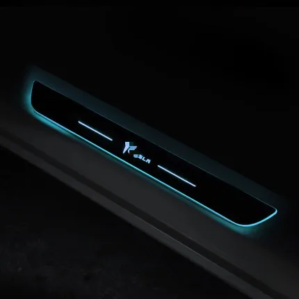 Подходит для Tesla model3 Добро пожаловать педаль порог светодиодный Добро пожаловать педаль с лампой украшения - Название цвета: Ice Blue