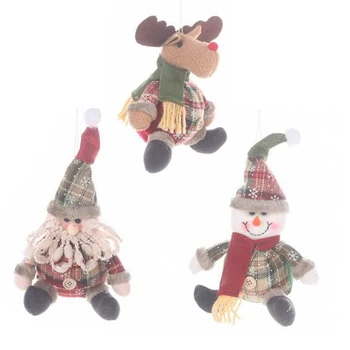 

3Pcs Christmas Doll Toys Santa Claus Snowman Elk Christmas Tree Hanging Ornament Xmas Decoration for Home Party