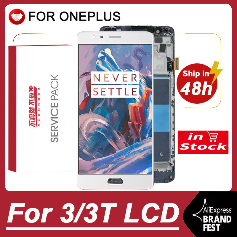 Дисплей с сенсорным экраном для Oneplus 3T A3000 OLED / 100% оригинальный AMOLED 5 дюйма сменный