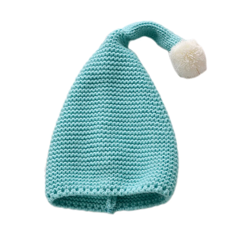Синий Детская трикотажная шапка унисекс эластичная зимняя шапка с помпоном теплая вязаная шапка реквизит шапки Детская Повседневная теплая шапка мягкие вязаные шапки - Цвет: Синий
