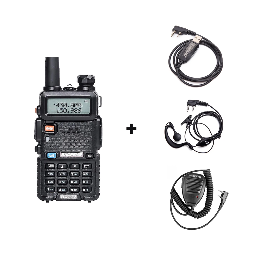 BaoFeng 8 Вт UV-5R портативная рация профессиональная двухсторонняя радио Baofeng UV5R трансивер УКВ портативная охотничья радиостанция - Цвет: mic headset cable