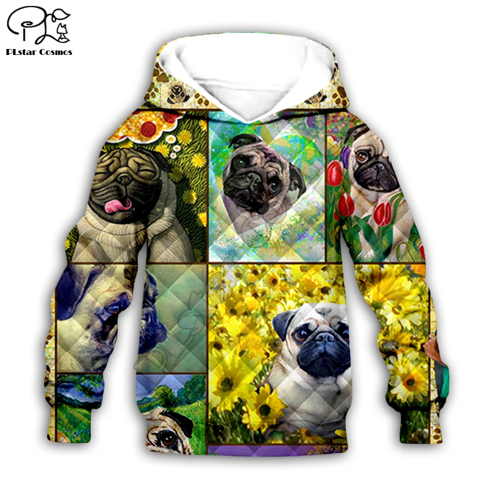 

Kid French bulldog print 3D hoodie cartoon Sweatshirt baby child clothing Sun flower autumn toddler boy girl zipper shirt Pant