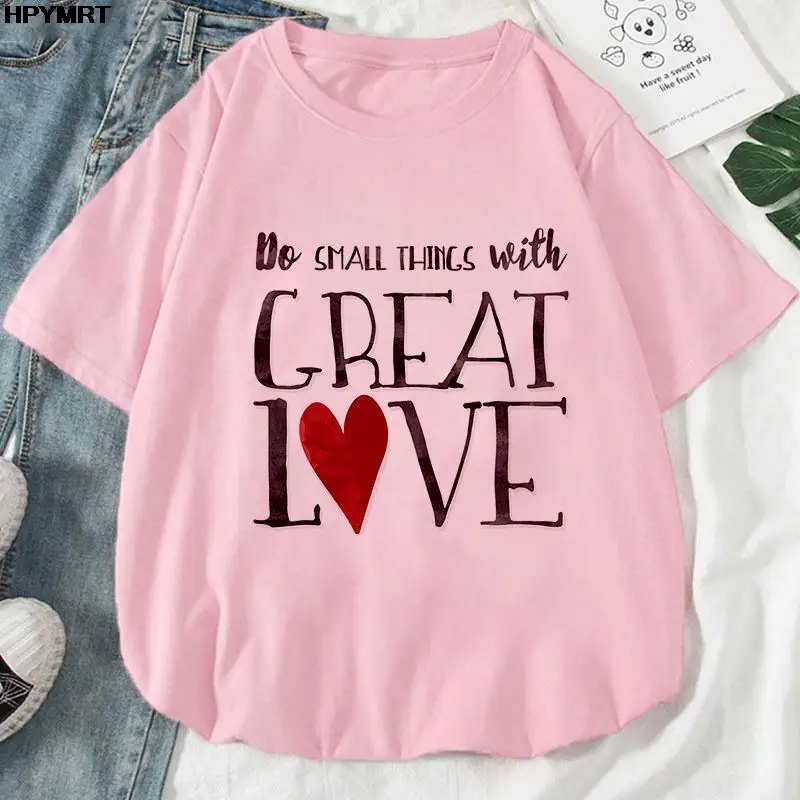 I Love You Letter Print Tshirt Women Casual Sweat Loose Tee Clothes Oversize Summer Crewneck Tops Simplicity Womens T-Shirt Tops t shirt oversize