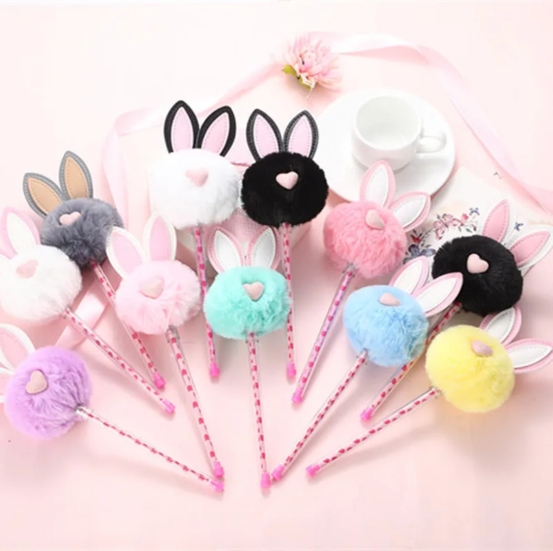 Милый Плюшевый Кролик с ушами гелевая ручка 0 5 мм Kawaii черными чернилами