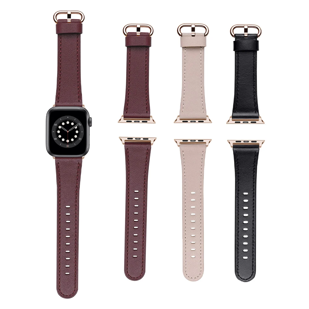 

Ремешок для часов для Apple Watch Band Series 7 6 SE 5 4 3 2 1, кожаный браслет для iwatch 41 мм 45 мм 44 мм 38 мм 42 мм 40 мм