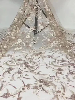 

6 colors (5yards/pc) beautiful African French net lace fabric with delicate embroidery and sequins for party dress FZZ715