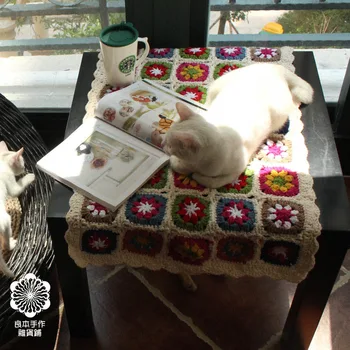 

Daisy 60x40cm Hand-made Crochet Lace Tablecloth Table Runner Cashmere Line Multi-towel Sofa Cushion Field Edging