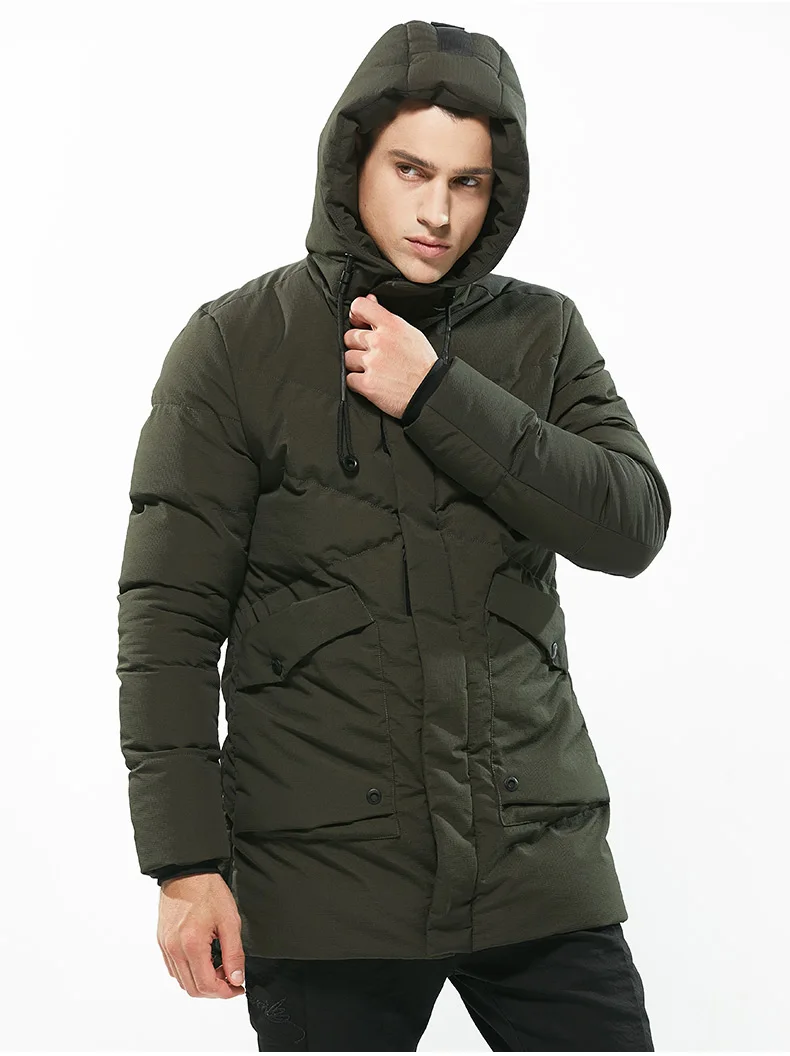 BOSIBIO New Winter Men's Jacket Simple Fashion Hooded Coat Fashion Brand Parkas Warm Outerwear 292L