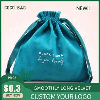

Luxury Silk Velvet Jewelry Storage Bag Party Favors Gift Cosmetics Drawstring Packaging Pouches Custom Logo Wholesale
