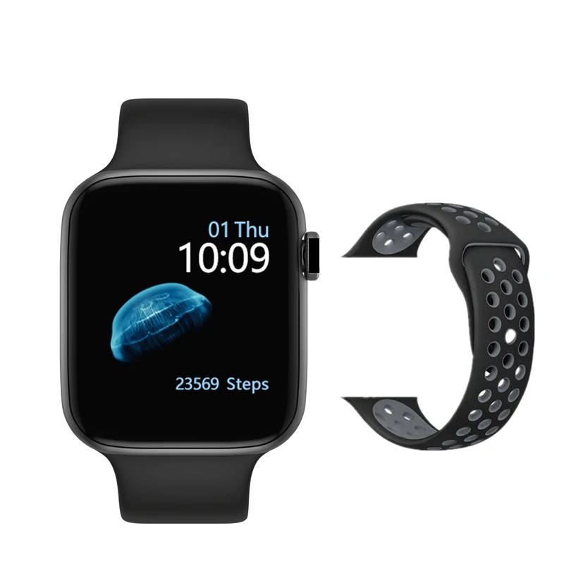 black add strap Iwo 8 lite plus, мужские умные часы, Женская Серия 4, Bluetooth, музыка, пульсометр, часы, 4, умные часы для Apple iphone, huawei, xiaomi - Цвет: black add strap