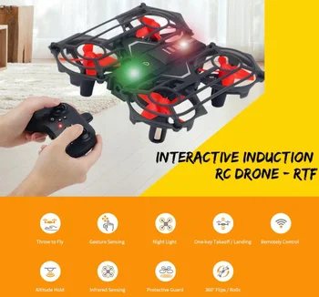 

Upgrade Remote Control Gesture Sensing Dual Mode Infrared Altitude Hold Flying RC Drone 2.4G 3D Flip&Roll Throw Fly Quadcopter