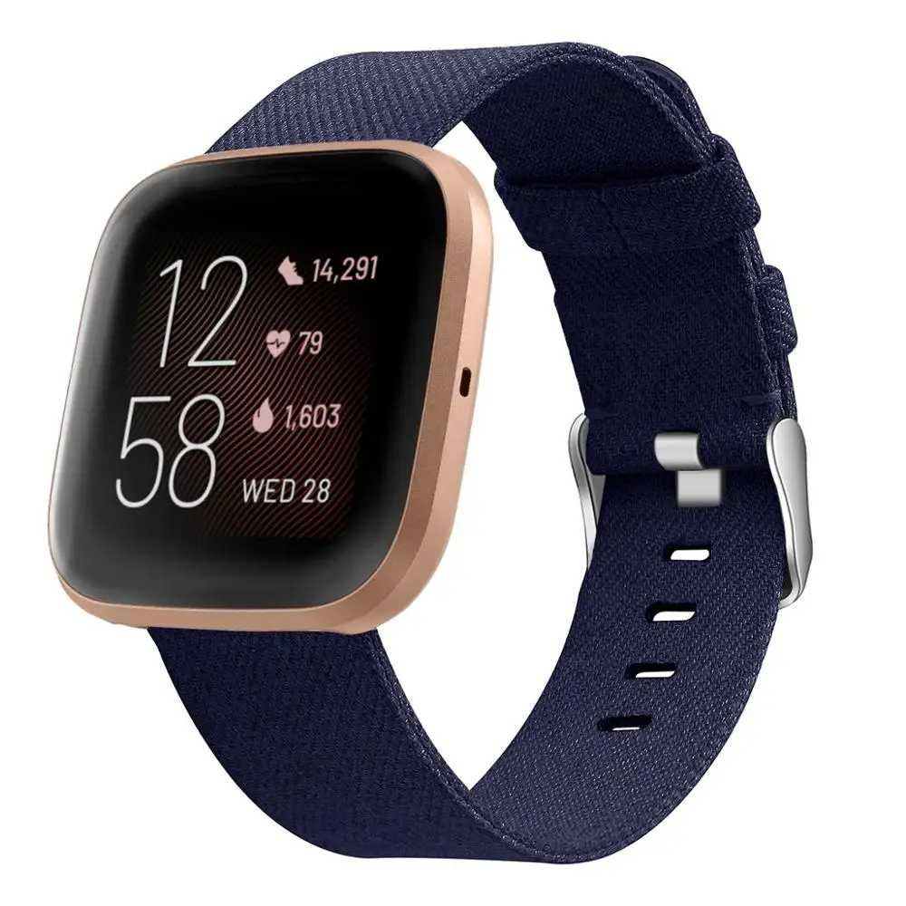 dark blue Холщовый нейлоновый ремешок для часов fitbit versa 2, умный ремешок для часов, большой маленький спортивный браслет, ремешок для fitbit versa lite/versa belt - Цвет: dark blue
