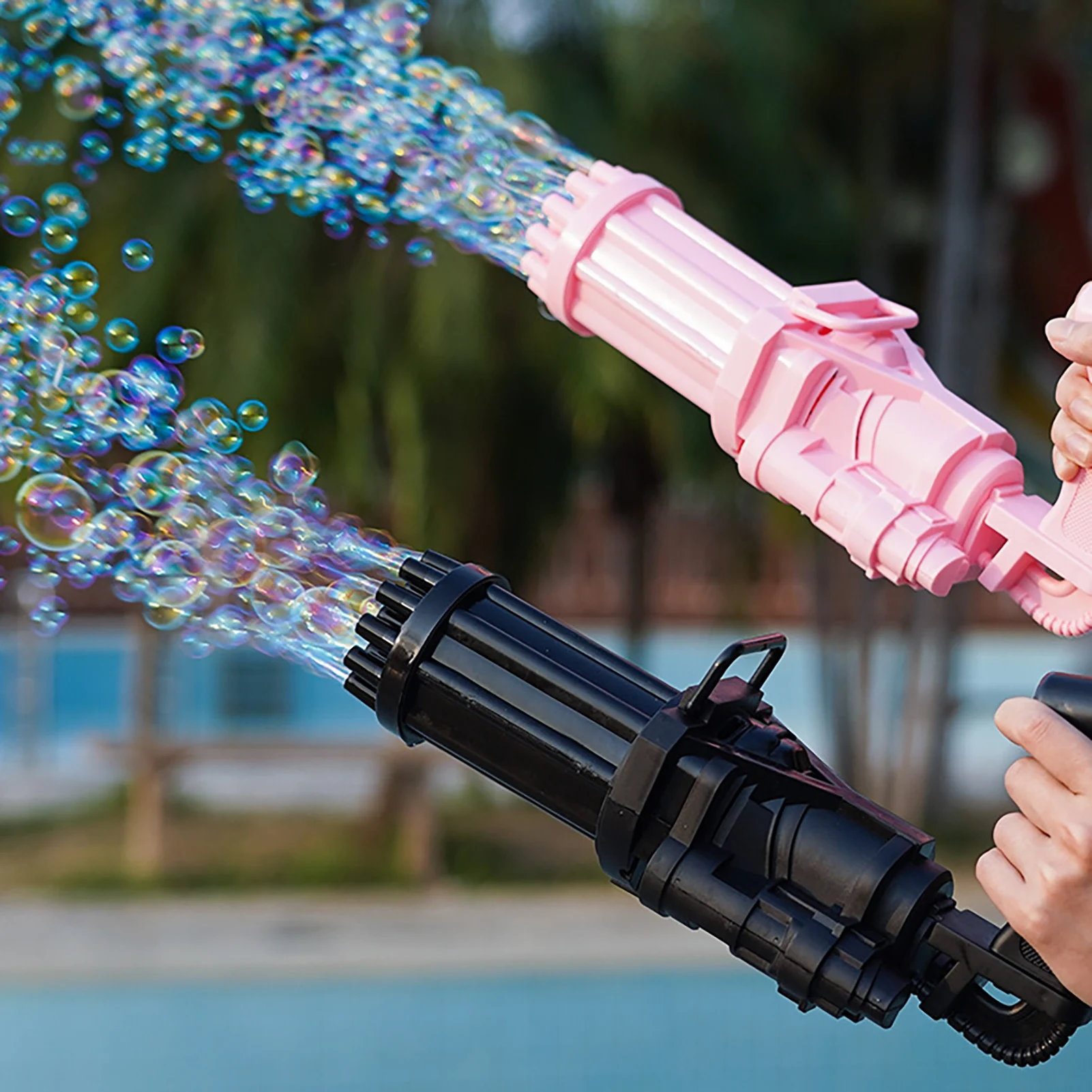 PROD 1005002611651711 Upgraded Version 18-hole Childrens Automatic
Gatling Bubble Gun Toy Summer Bubble Machine Childrens Two-in-one
Electric