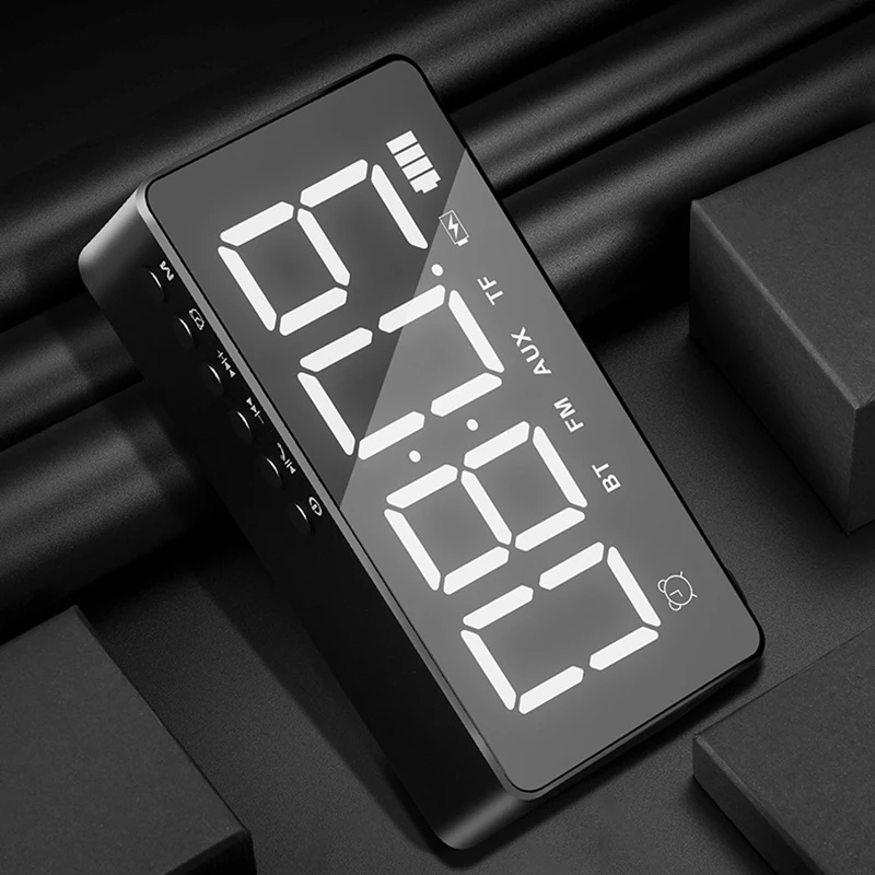 Многофункциональный Будильник с Bluetooth динамиком Funtion TF FM AUX Настольный зеркальный будильник светодиодный цифровые электронные часы Новинка