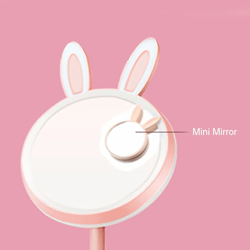 

180 Degree Rotation Rabbit Eye Protective Makeup Mirror LED Light Table Lamp BJStore