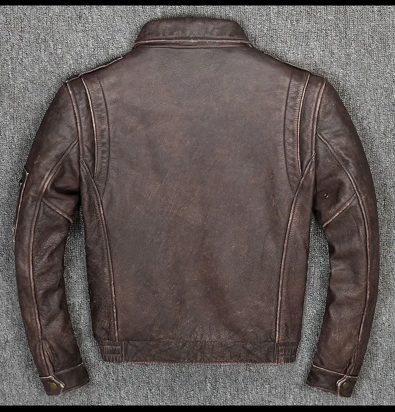 Винтажные мужские Куртки из натуральной кожи мотоциклетные кожаные куртки размера плюс 5XL куртка из бычьей кожи для мужчин
