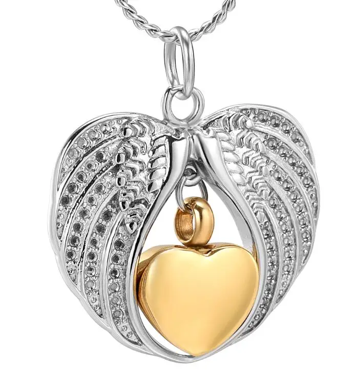 heart Кремационные украшения пепел Neckalce Крыло ангела с кулон с печатью лапы сердце подвеска с прахом умершего ожерелье для собаки кошки Keepsake - Окраска металла: heart