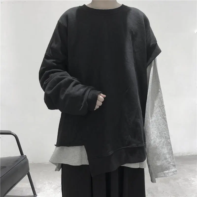 XITAO Black Irregular Sweatshirt Women Clothes Pullover Korea Fashion Elegant Small Fresh Casual Style Sweatshirt WQR1857